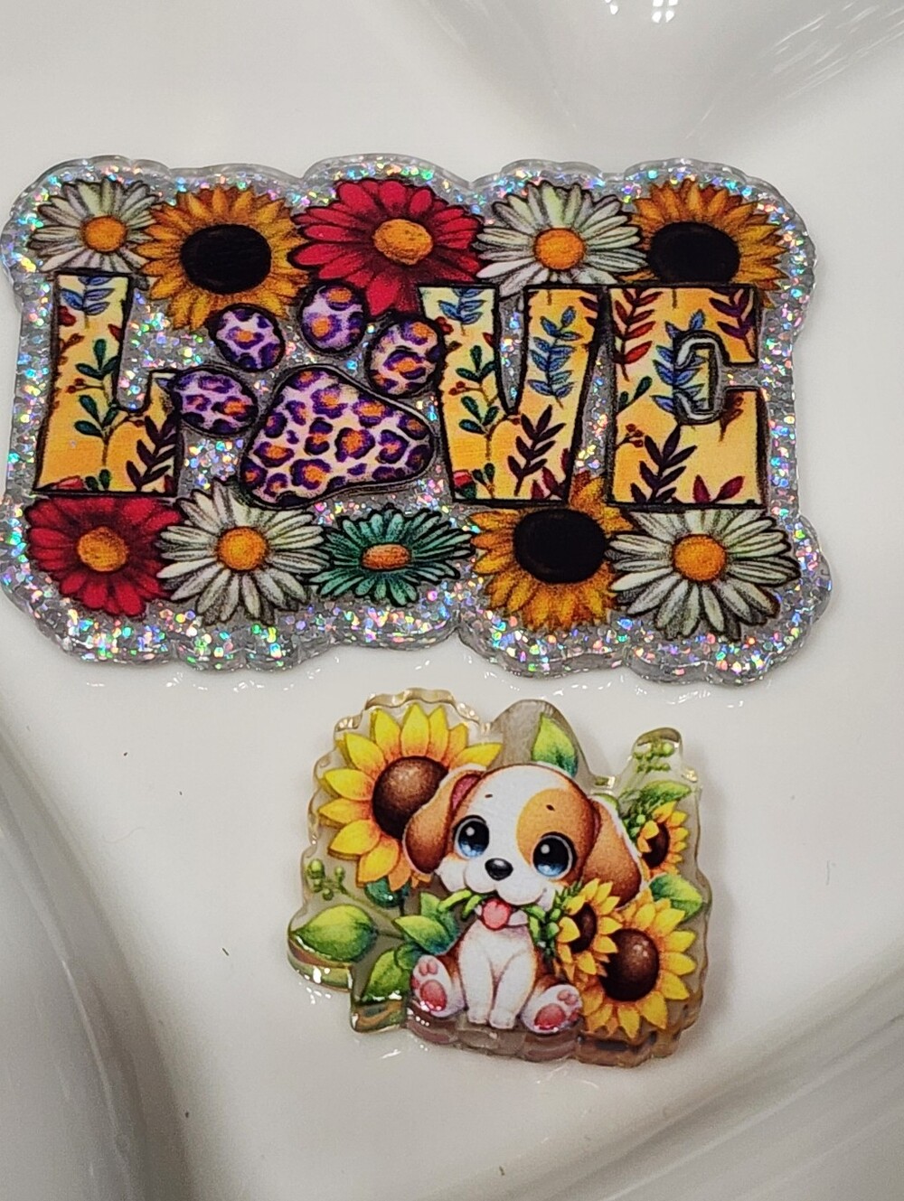 Love Dogs Flatback Focal Bead Badge Flowers Keychain Crafts Beaded Pen Magnet